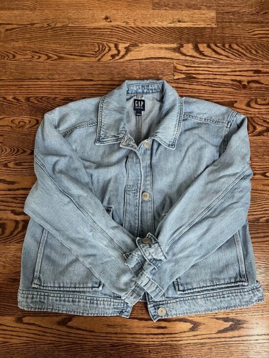 GAP Jackets & Blazers - Gap Super Soft Blue Light Wash Denim Utility Jacket Size Large 744893